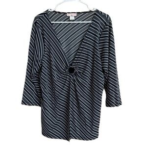 Striped Black and White Women's Blouse